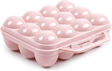 Plasticforte Eierdoos - koelkast organizer eierhouder - 12 eieren - roze - kunststof - 20 x 18,5 cm