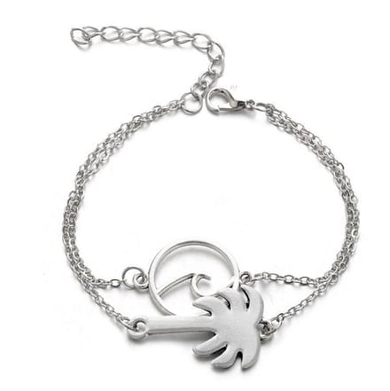 Set Armbanden - Palmboom Golf Zilverkleurig - 2 delig