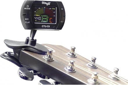 Stagg CTU-C9 - Clip-On tuner met mic modes