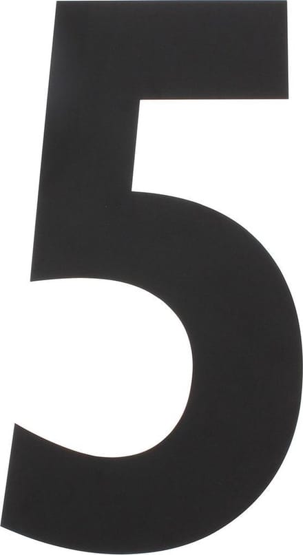 Intersteel Huisnummer 5 XL hoogte 30 cm rvs/mat zwart