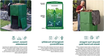 Compostbak - Afvalbak - Organisch afval verwerken - Geïsoleerde hot composting - 200 liter - Olijfgroen