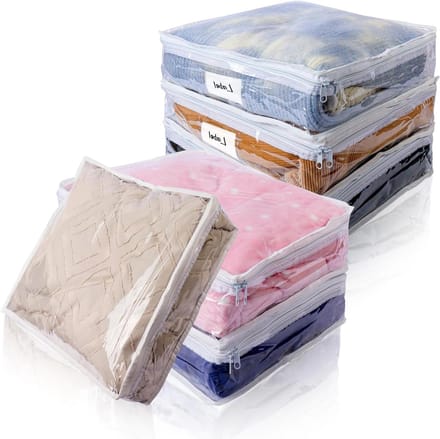 Opbergzakken met rits - Plastic organizers - Kleding opbergen - Transparant ontwerp - 6 stuks - Wit