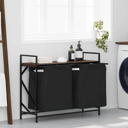 vidaXL - Wasmand - 2 - vakken - met - plank - bruin - eikenkleurig