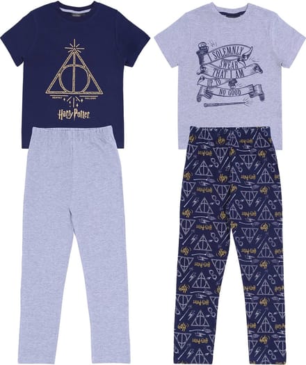 2 x marineblauwe en grijze HARRY POTTER pyjama
