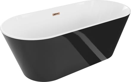 Mexen Flavia vrijstaand bad 150 x 75 , wit/zwart, overloop roségoud - 54031507575-60