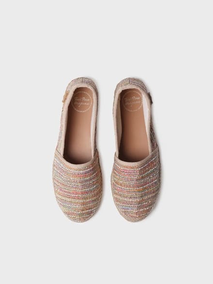 Platte espadrilles voor dames van glitterstof | ALMA-CL