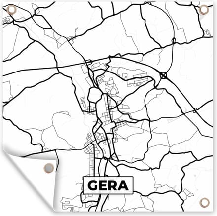 Tuindoek Plattegrond - Gera - Kaart - Stadskaart - 100x100 cm