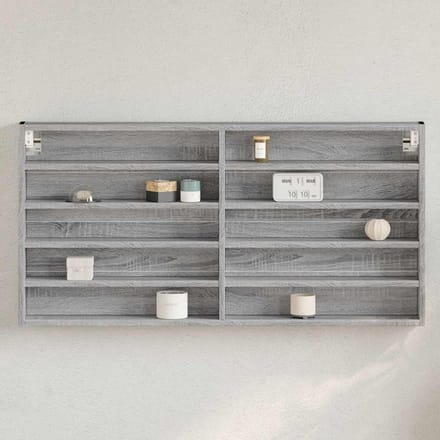 vidaXL - Vitrinekast - 100x8,5x50 - cm - bewerkt - hout - grijs - sonoma - eikenkleur