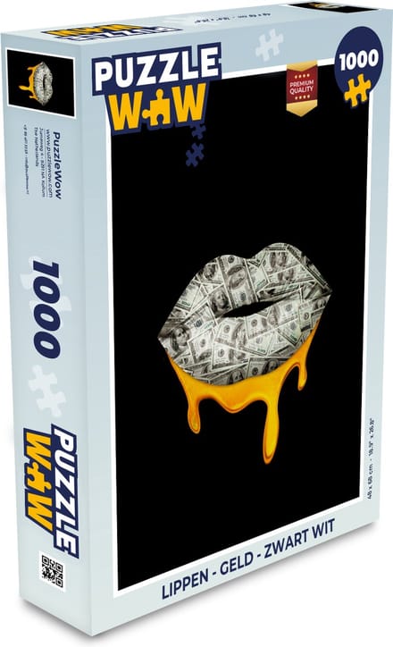 Puzzel Lippen - Geld - Zwart Wit - Legpuzzel - Puzzel 1000 stukjes volwassenen