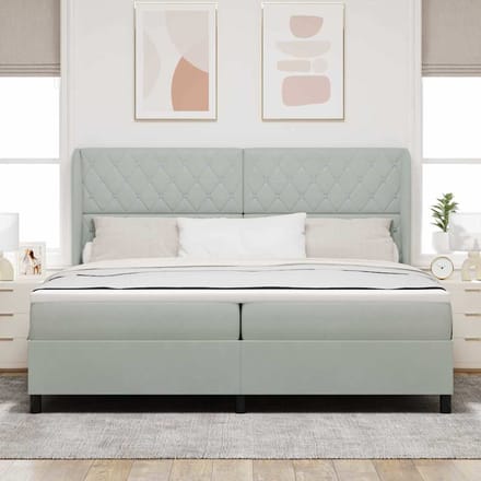 vidaXL - Boxspring - bed - met - hoofdeinde - Lichtgrijs - 200 - x - 200 - cm - Fluweel