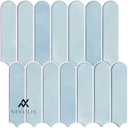 Nevolis 3D Self-Adhesive Tile Stickers Peel and Stick - Kitchen Bathroom Wall Decoration Gradient Light Blue - Pack of 10 - 30 x 30 cm .
