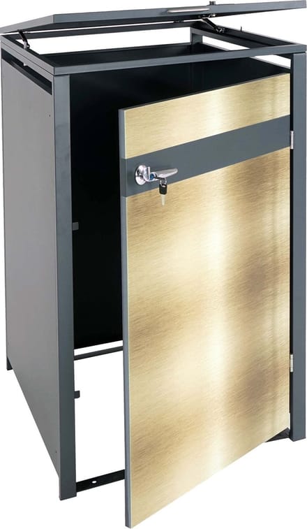 1 deksel afvalbak MCW-J82, afvalbak, uitbreidbaar, metaal 32kg, antraciet ~ goud