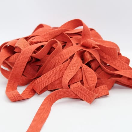 10 meter Baksteen Oranje Visgraat Lint 15mm Katoen
