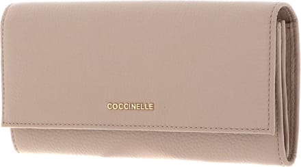 COCCINELLE Leren Portemonnee Metallic Soft Wallet Powder Pink Beige