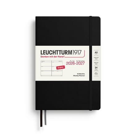 Leuchtturm1917 - Agenda - 18 maanden - 2026/2027 - Weekly Planner - Harde kaft - Zwart - A5 formaat - Medium