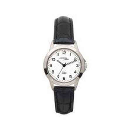 adora Saphir glas zwart leren band AS4144