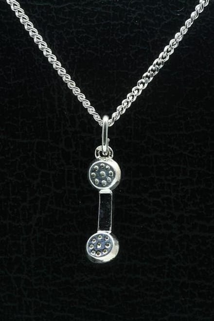 Zilveren Telefoonhoorn ketting hanger