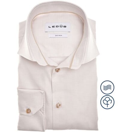 Ledûb Overhemd Easy-Care Fine-Structure Cotton Licht Zand-Zand / male