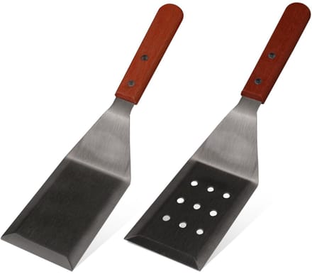 Metalen spatelset voor koken van gietijzer - 2 stuks