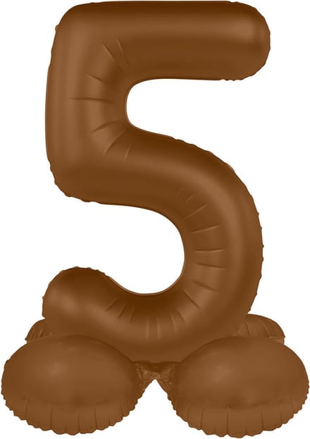 Staande Folieballon Cijfer 5 - Chocolade Bruin - Ultra Matt - 41 cm