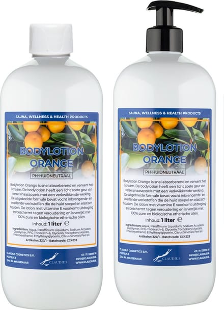 Bodylotion Orange 1 Liter - met gratis pomp - set van 2 stuks