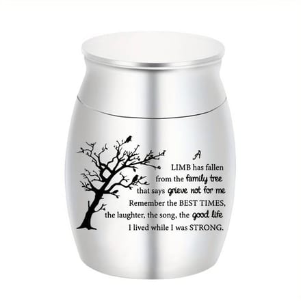 Mini urn zilver met gedicht