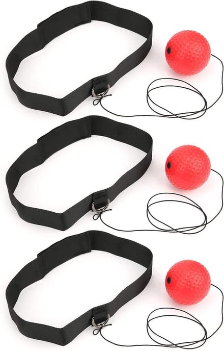 Boksen Reflex Bal - Reactie Bal - Training Reactie - Op Hoofd Gemonteerd - 3 Stuks - Rood