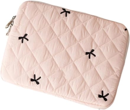Leuke laptoptas/hoes met strikjespatroon, tablethoes (15-15,6 inch, roze)