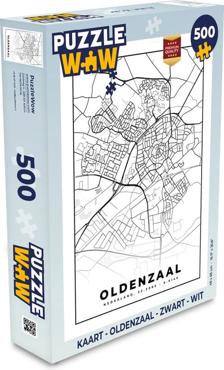 Puzzel Kaart - Oldenzaal - Zwart - Wit - Legpuzzel - Puzzel 500 stukjes