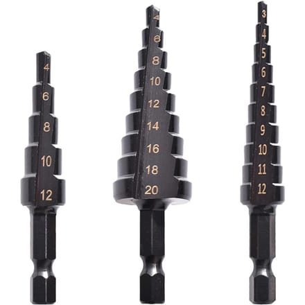 3PCS HSS Cobalt Stappenboorset Praktische Zwarte Nitride Gecoate Metaalboorbits Kit voor 3PCS