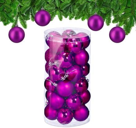 Kerstballen - set van 30 - plastic - Ø 6 cm - onbreekbaar - paars