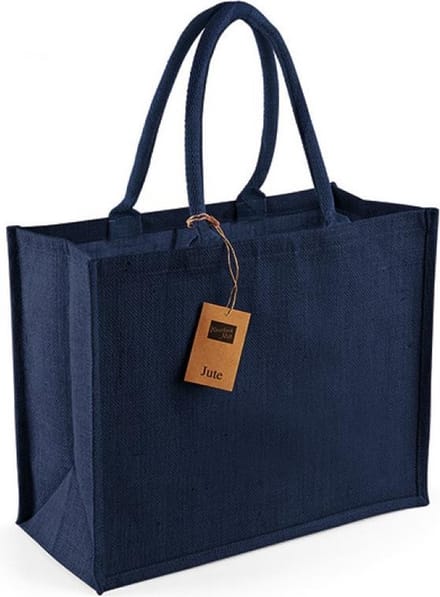 Westford Mill Jute Classic Shopper WM407 - Navy/Navy - 42 x 33 x 19 cm