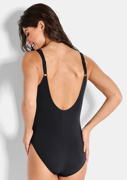 Badpak met elegante plooien - zwart - Gr. 40 E van Goldner Fashion