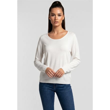 Rich & Royal Boat Neck Seamless Pearl White Größe: L | Longsleeves Outlet | Damen | Weiß