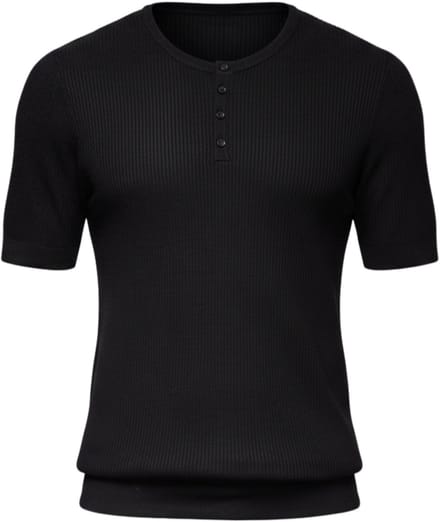 OMBRE T-shirt - Viscose - Korte Mouw - Knopen Zwart S