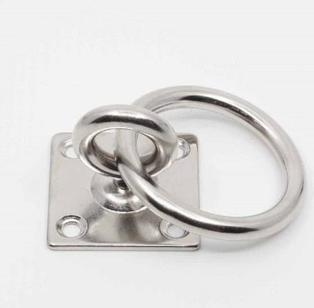 RVS Bevestigingsplaat met ring en vierkante grondplaat - 40x50 mm