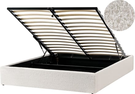 DINAN - Tweepersoonsbed - Gebroken wit - 160 x 200 cm - Bouclé