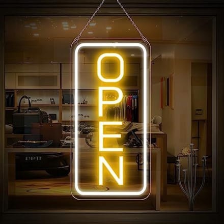 LED Neon Open Bord – Lichtreclamebord voor Winkel, Horeca & Thuis – Waterdicht IP43 – 10W – Hanglamp – Wit/Geel