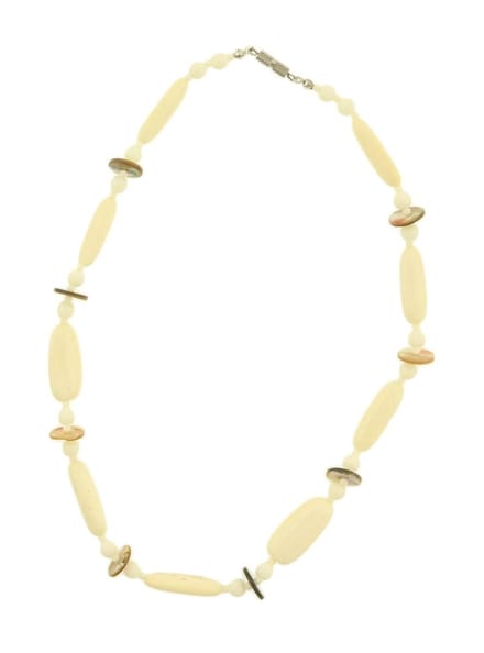 Behave® Schelpen ketting - Nikkelvrij - Wit crème 44 cm - Mode stijl boho