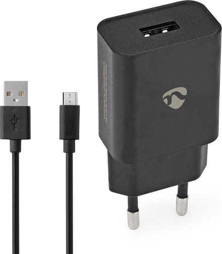 Nedis Oplader - 5 W - 1.0 A - Outputs: 1 - USB-A - Micro-USB - 1.00 m - Single Voltage Output - Zwart