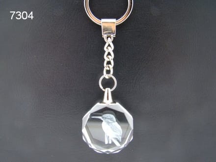 Sleutelhanger 3D Laser Gravure IJsvogel – Glas – 2,5 cm – Met Geschenkdoosje