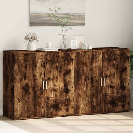 vidaXL - Dressoirs - 2 - st - 79x38x80 - cm - bewerkt - hout - gerookt - eikenkleurig