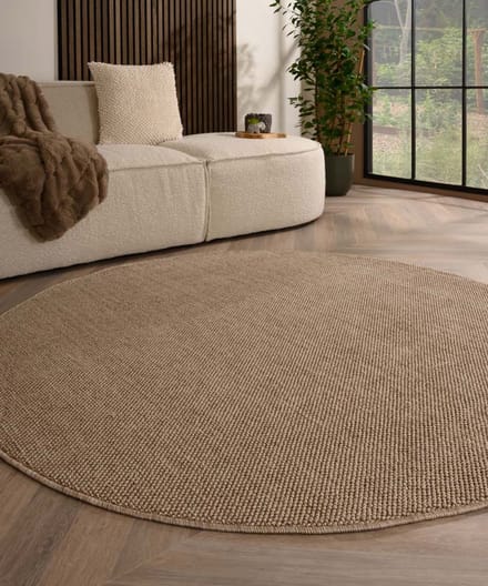 Rond vloerkleed laagpolig - Loom bruin 120