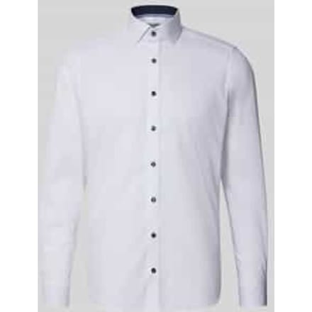 OLYMP Level 5 body fit overhemd - wit (blauw contrast) - Strijkvriendelijk - Boordmaat: 43