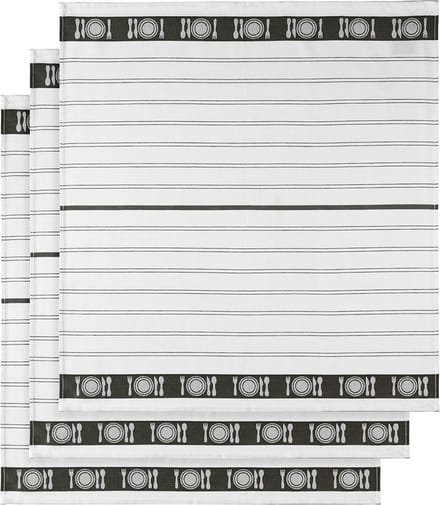 De Witte Lietaer Theedoek BML, Zwart - 3 stuks - 65 x 65 cm - Katoen