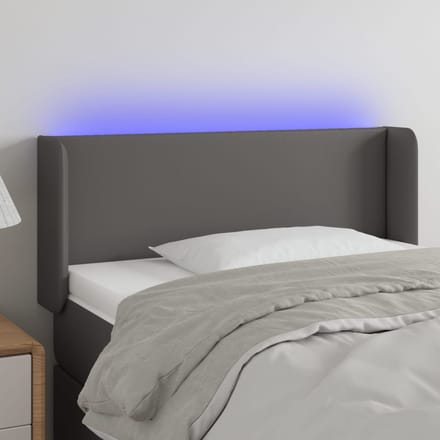 vidaXL - Hoofdbord - LED - 93x16x78/88 - cm - kunstleer - grijs