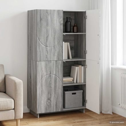 vidaXL - Highboard - Grijs - Sonoma - 79 - x - 41 - x - 151 - cm - Bewerkt - hout