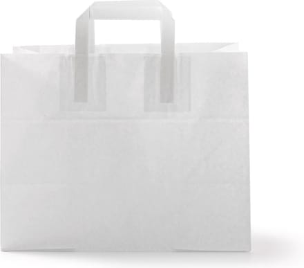 Papieren tas wit blanco - 32x18x27 cm - Doos 300 stuks