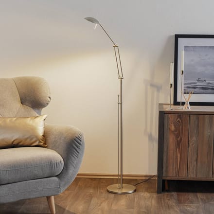 Knapstein LED vloerlamp Carl, nikkelkleurig, verstelbaar, dimbaar