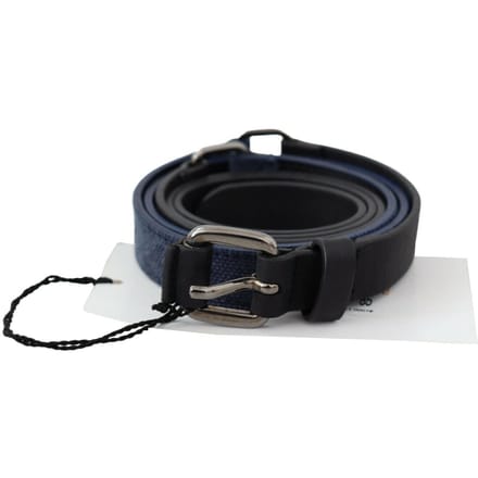 Omkeerbare Leren Riem Blauw Canvas